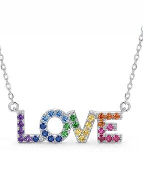 LOVE multicolor Gemstone Necklace, Charmed Aroma Rainbow Collection Pride
